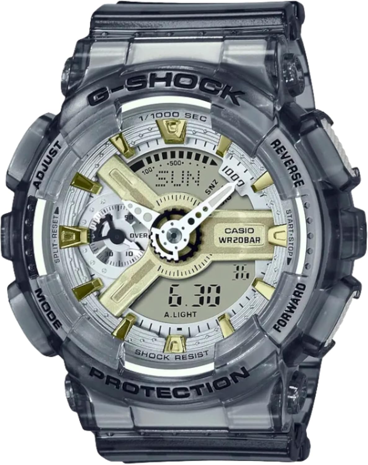 G-Shock GMAS110GS-8A Skeleton Watch, Gold/Silver