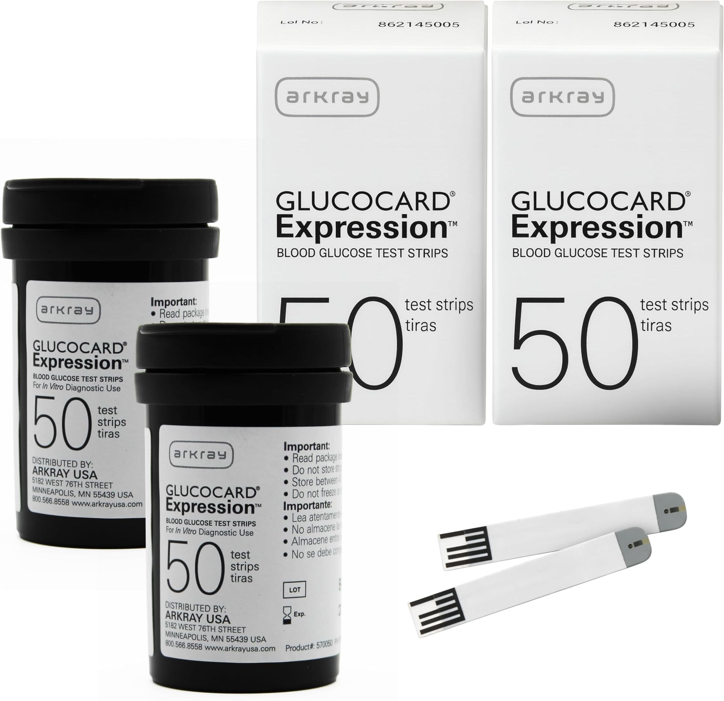 ARKRAY GLUCOCARD Expression Blood Glucose Test Strips - No Coding, 0.8 Microliter & Fast 6-Second Results - Compatible with GLUCOCARD Expression Blood Glucose Meter - 100 Count (2 Packs of 50)