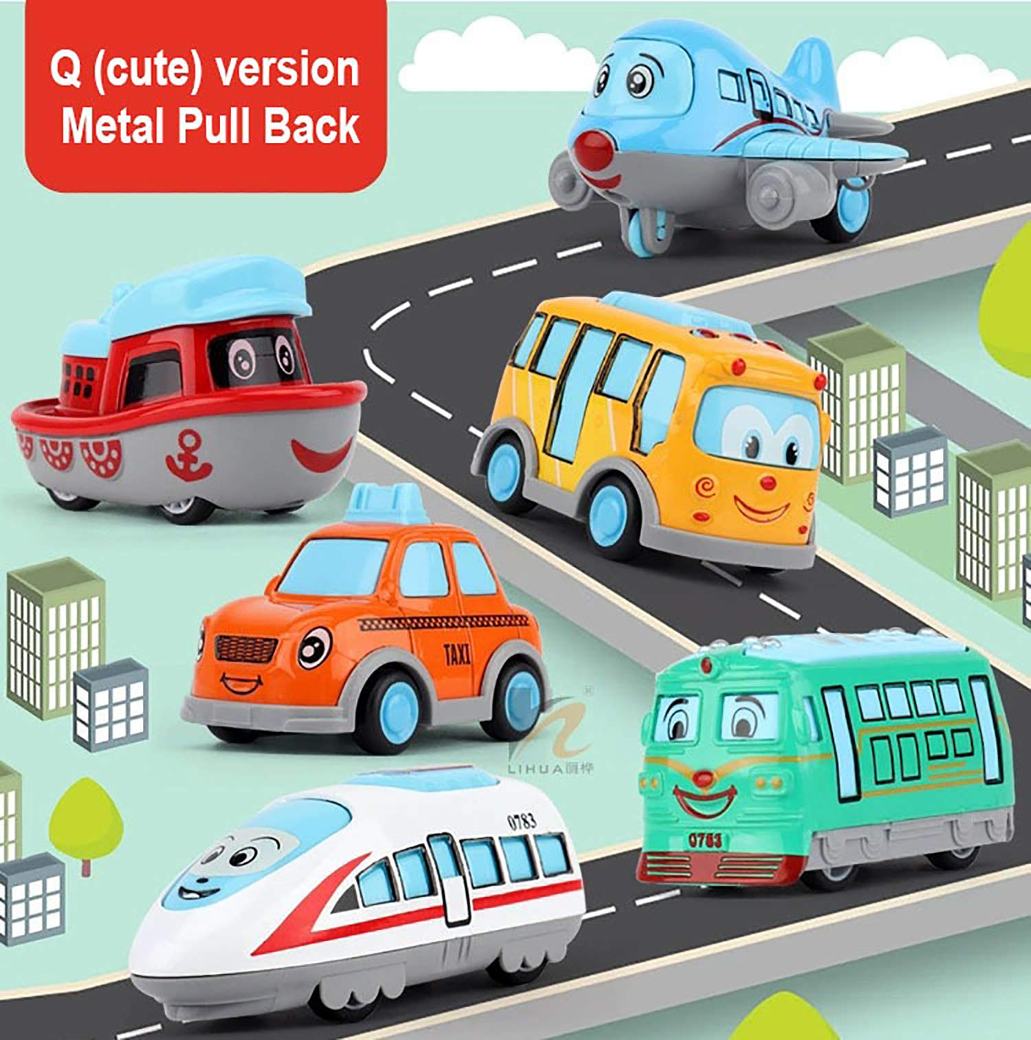 Magicwand ABS Plastic Unbreakable Pull-Back Die-Cast Q【Cute】Toy Set【Pack of 6 Toys】【Multi-Colored】,kids 2+ age - Image 4 thumbnail