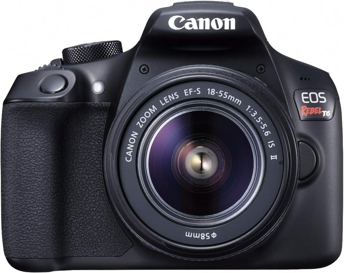 Canon Digital SLR Camera Kit [EOS Rebel T6] with EF-S 18-55mm and EF 75-300mm Zoom Lenses - Black, Full-Size