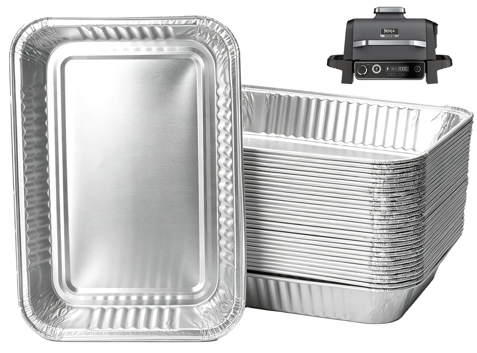 WEBROIL Grill Drip Pan Liner for Ninja OG700 OG701 OG751 Series Woodfire Smoker Accessories,Aluminum Disposable Foil Grease Liners Compatible with Weber Q/Spirit/Genesis Gas Grill,30 Packs