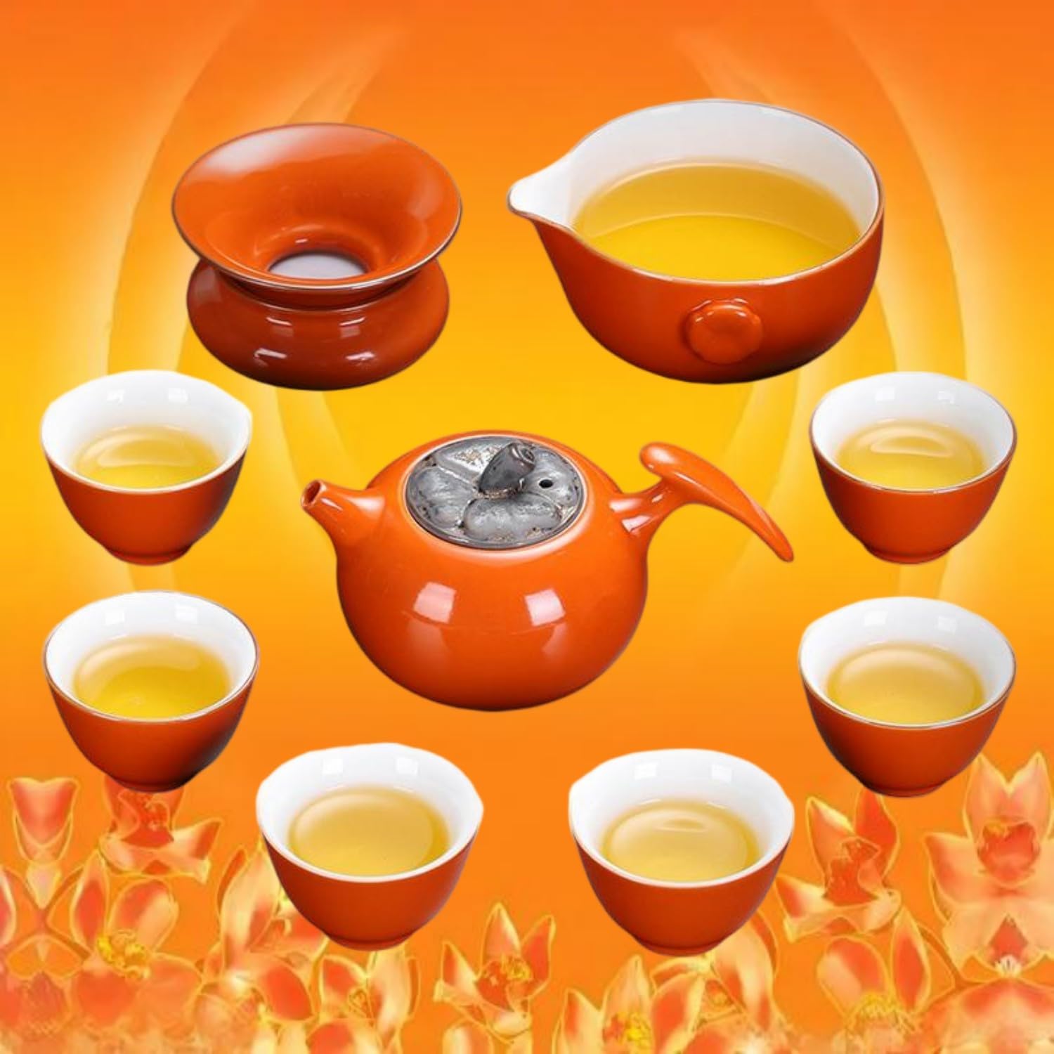 10头柿柿如意茶壶 Glass Tea Cup,Ceramic cup Set,Zi Sha Tea Cup,Ceramic Teapot,Purple Clay Tea 喜庆婚礼乔迁温居礼品茶 Ceramic Coffee Mugs Set,Microwave & Dishwasher Safe,Gift for Man and Women