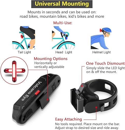 Miniatura 7 de Luz trasera de bicicleta (2 paquetes), luz trasera LED recargable por USB, luz de bicicleta ultra brillante impermeable para seguridad en el