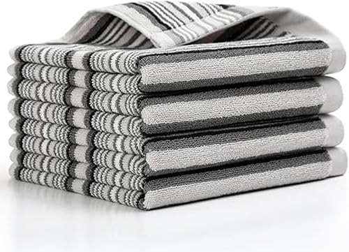 Miniatura 18 de SALAS Toallas de Cocina de Algodón Premium para Secar Platos, Toallas de Mano de Cocina Grandes y Largas, Paños para Platos Gruesos y Altamente Gris