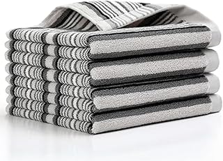 SALAS Toallas de cocina de algodón de alta calidad para secar platos, toallas de mano grandes y largas, gruesas y altamente absorbentes, juegos de paños de cocina con lazo para colgar, 16 x 26