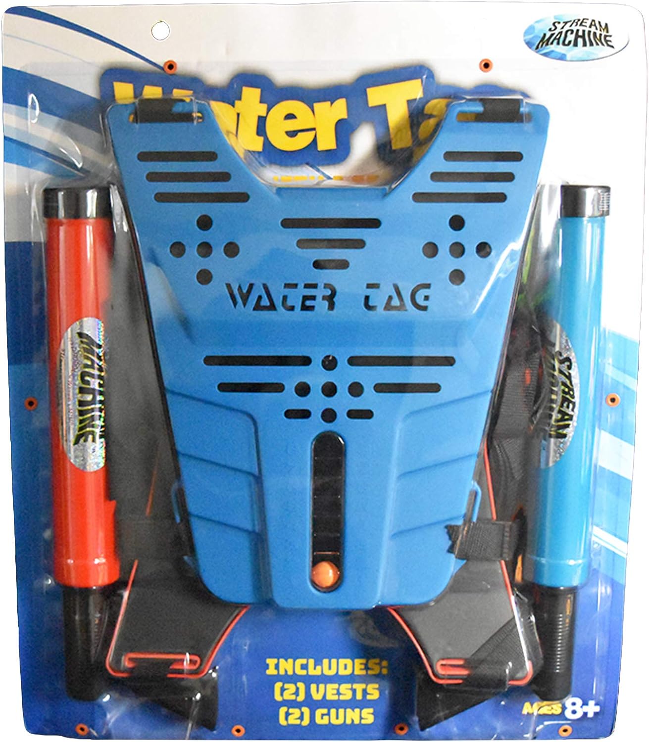Stream Machine Water Tag Set, Water Launcher for Outdoor Games and Swimming Pool Toy for Kids and Adults, with Two Stream Machine Water Guns & Two Vests, Multicolor (80020) : Toys & Games