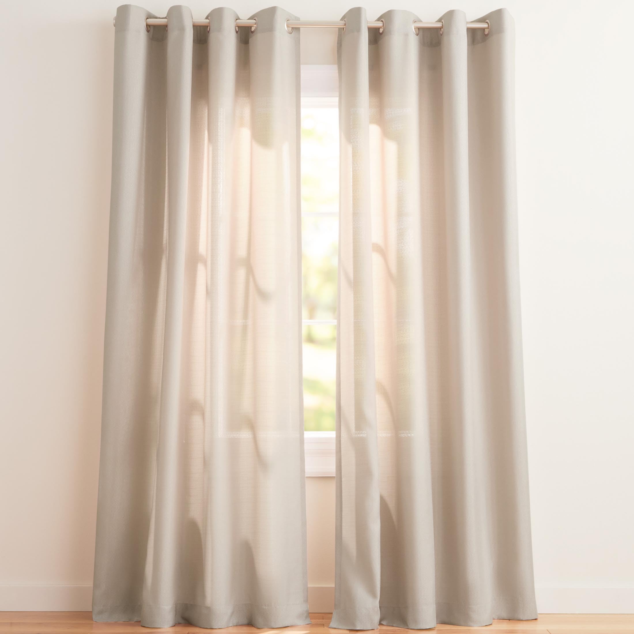 Exclusive Home Curtains Loha Linen Grommet Top Window Curtain Panel Pair, Beige, 52x84
