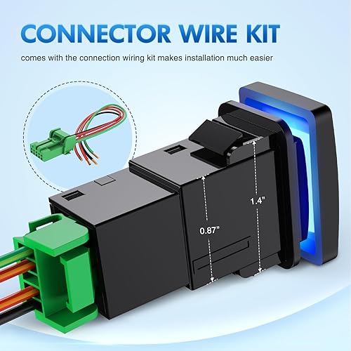 Miniatura 59 de Nilight Interruptor de botón de encendido y apagado de 12 V con kit de cable conector, 1.28 x 0.87 pulgadas, repuesto para Toyota Sequoia Highlander