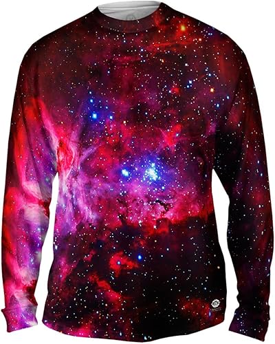 Yizzam - Gran Carina Nebulosa Pink Space Galaxy camiseta-manga larga para hombre