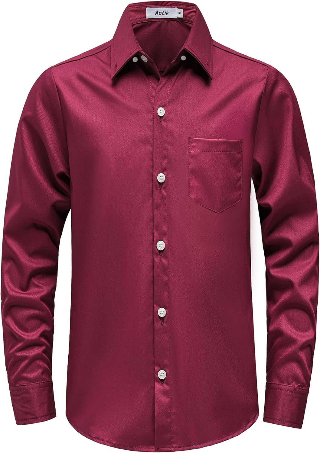 Boys Stretch Soft Dress Shirts Wrinkle Free Long Sleeve Button Down Shirts with Pockets for School Prom