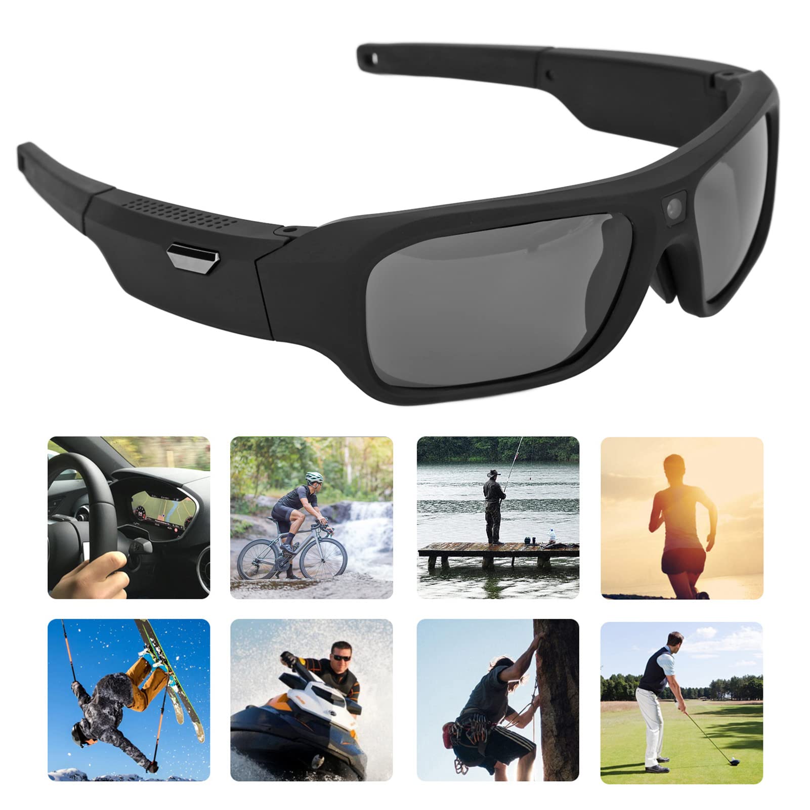 Gafas de Cámara, ángulo de 90 ° 4K Full HD Smart Smart Lentes Polarizadas Grabando Gafas de Sol, Anteojos Portátiles para Deportes en Bicicleta, Viajar, Conducir
