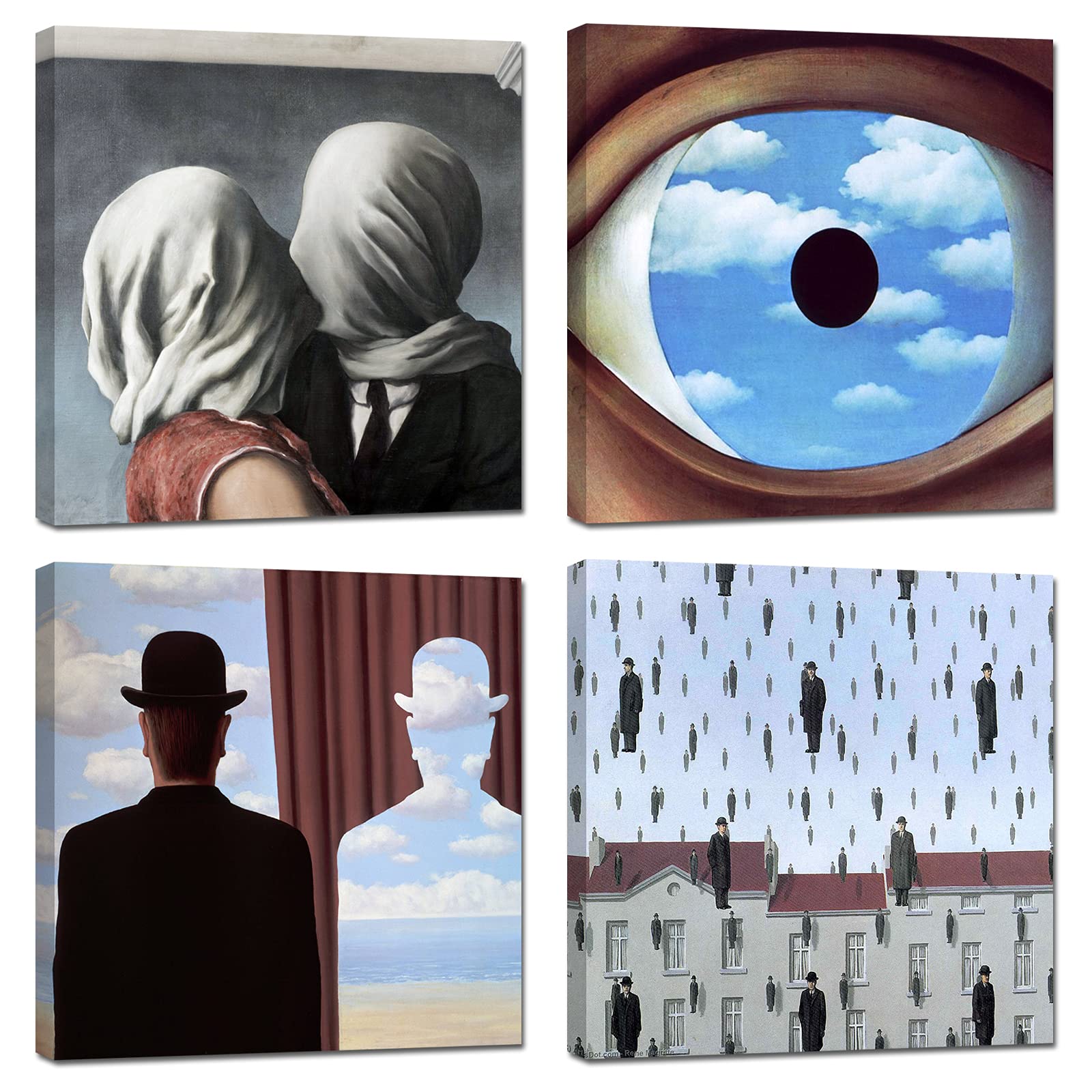canvashop Quadri moderni soggiorno Magritte set 4 pezzi 30x30 cm