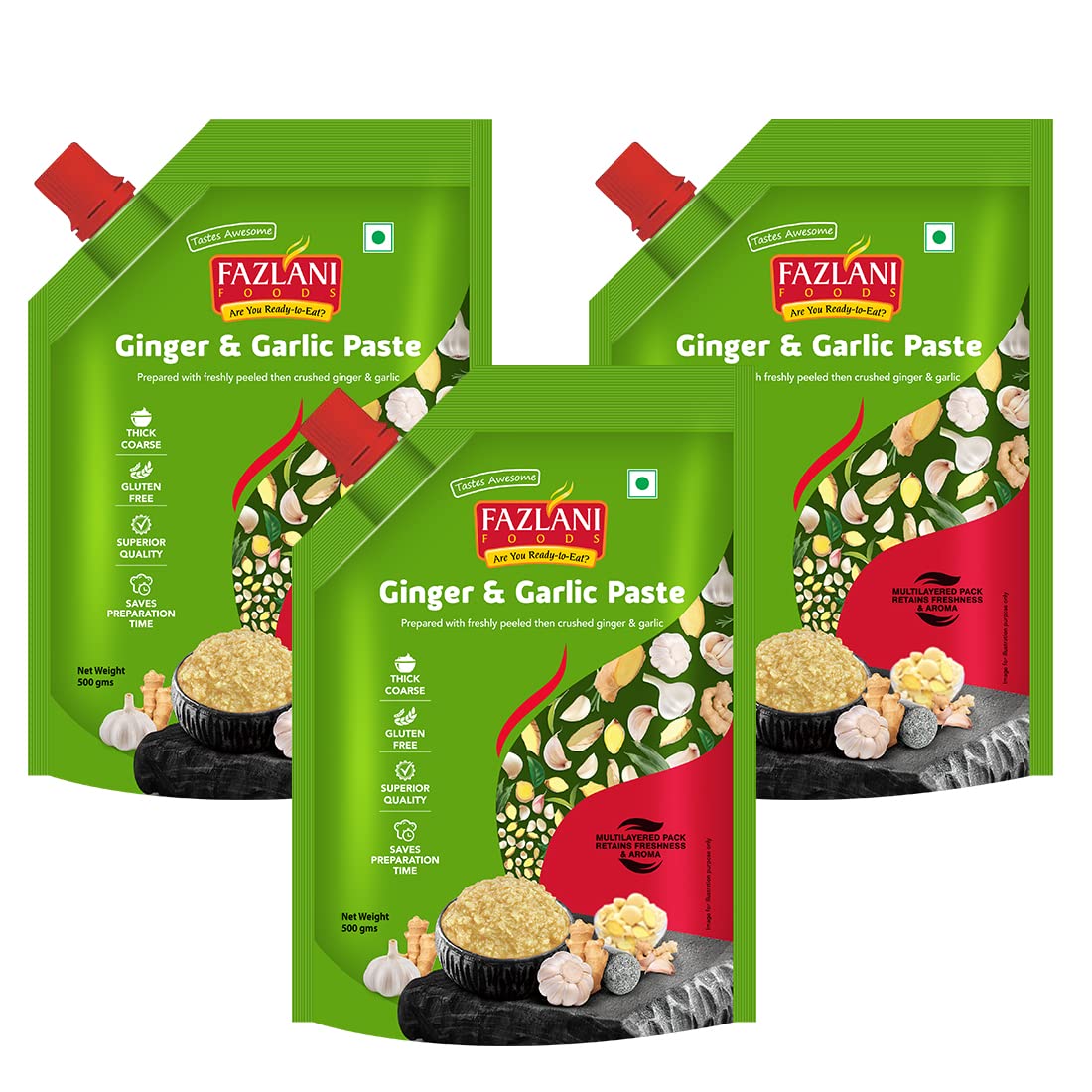 FAZLANI FOODS Fresh Ginger and Garlic Paste Ready to Use Thick Coarse for Cooking Paste, Gluten Free, Pack of 3, 500GM Each (B09PBJNXYS) Amazon Price History, Amazon Price Tracker