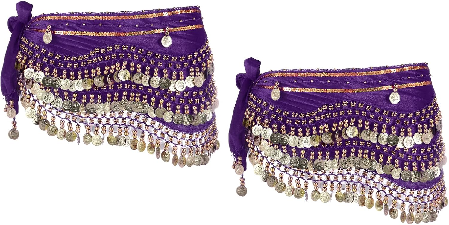 MECCANIXITY Belly Dance Hip Scarf Sequin Wrap