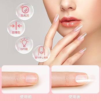 Amazon | Annhua ネイルチップ クリア オーバル 透明ネイル