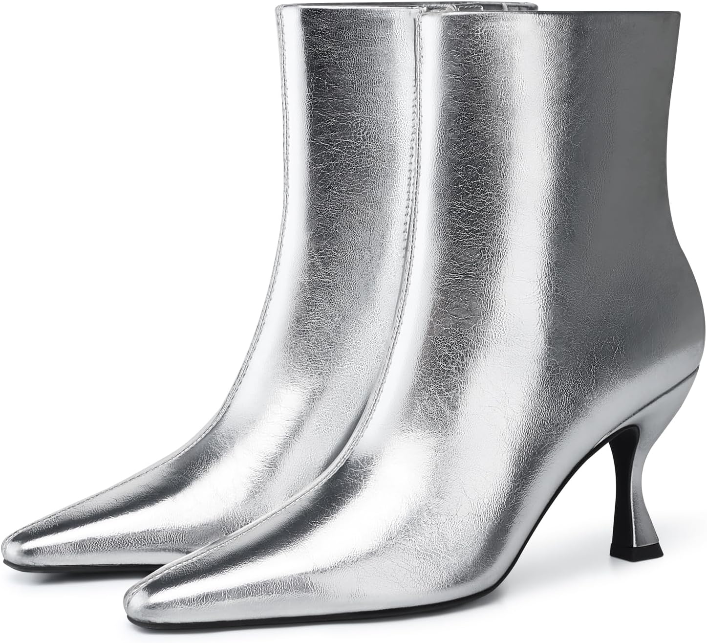 CELLENZ Womens Kitten Heel Booties: 3.5 In High Heel, Pointed Toe Sexy Ankle Boots, Fall Trendy Side Zipper Short Boots for Formal, Night, Party, Everyday