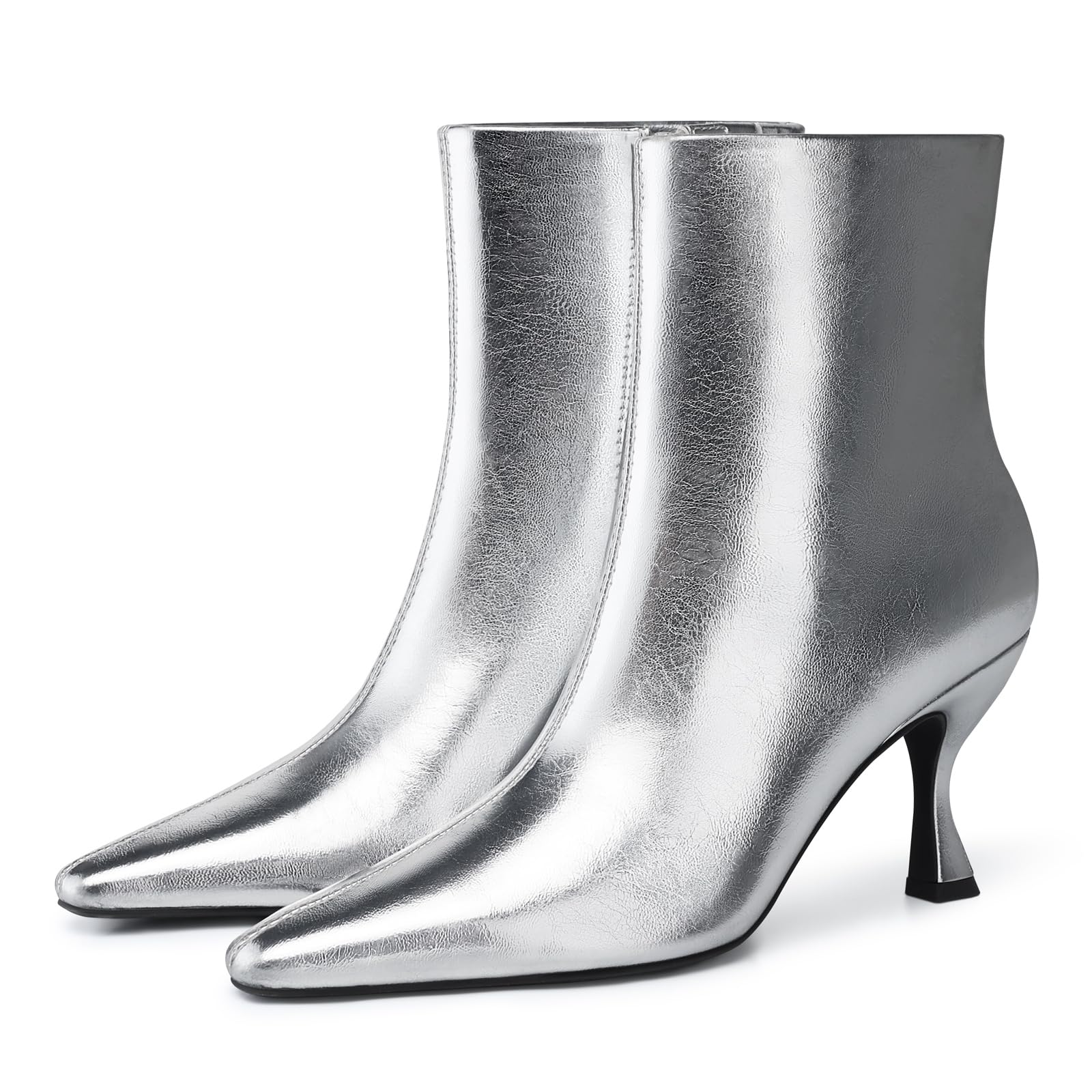 Womens Kitten Heel Booties 3 5 In High Heel Pointed Toe Sexy Ankle Boots Fall Trendy Side Zipper