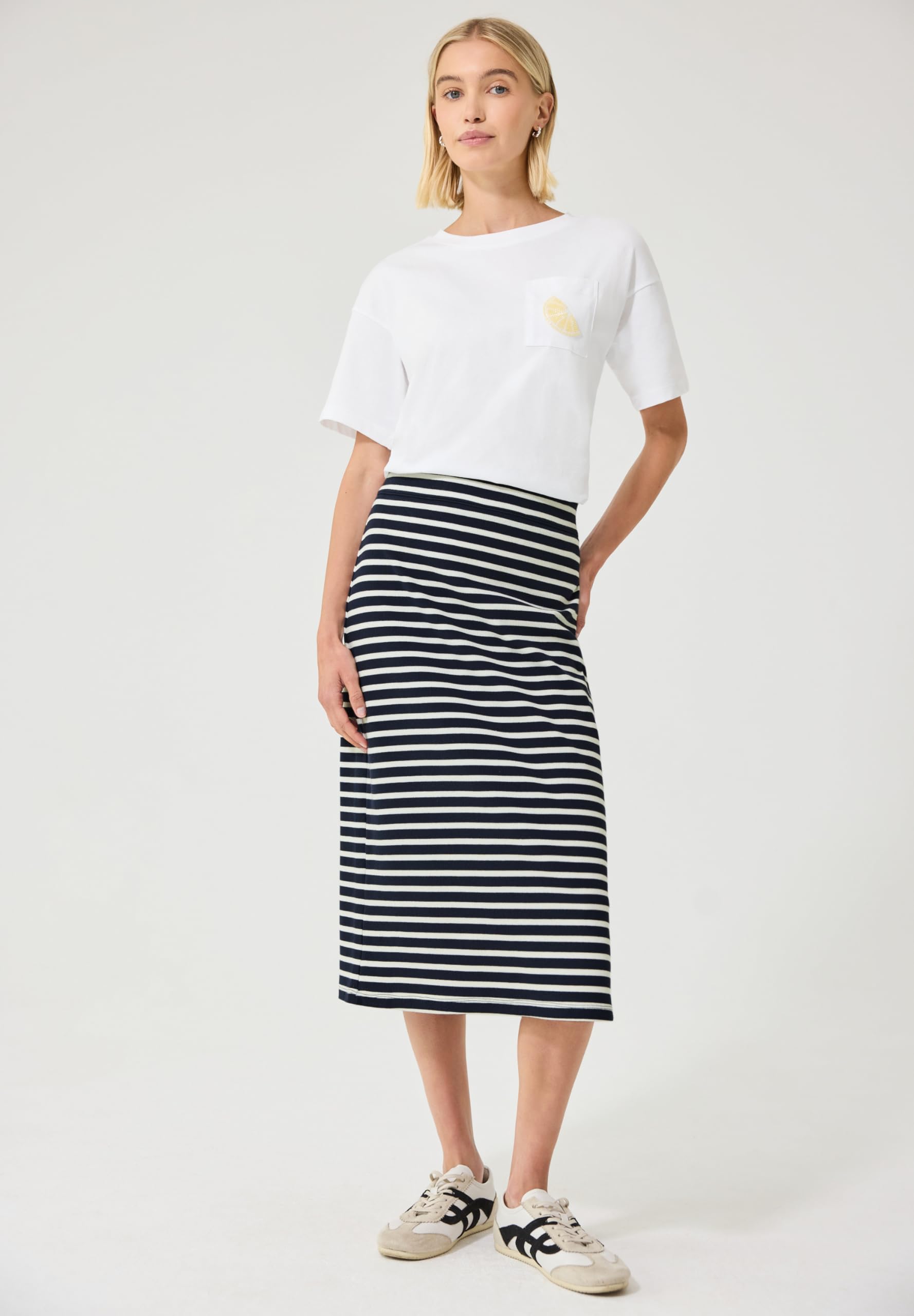 Damen Midi-Rock mit Streifenmuster