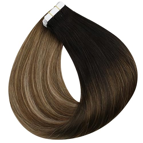 Miniatura 5 de Extensiones de cabello humano color balayage extensiones en cinta de 12 a 24 pulgadas 100  trama brasileña 106 - 176 onzas 20 piezas de Fshine 18