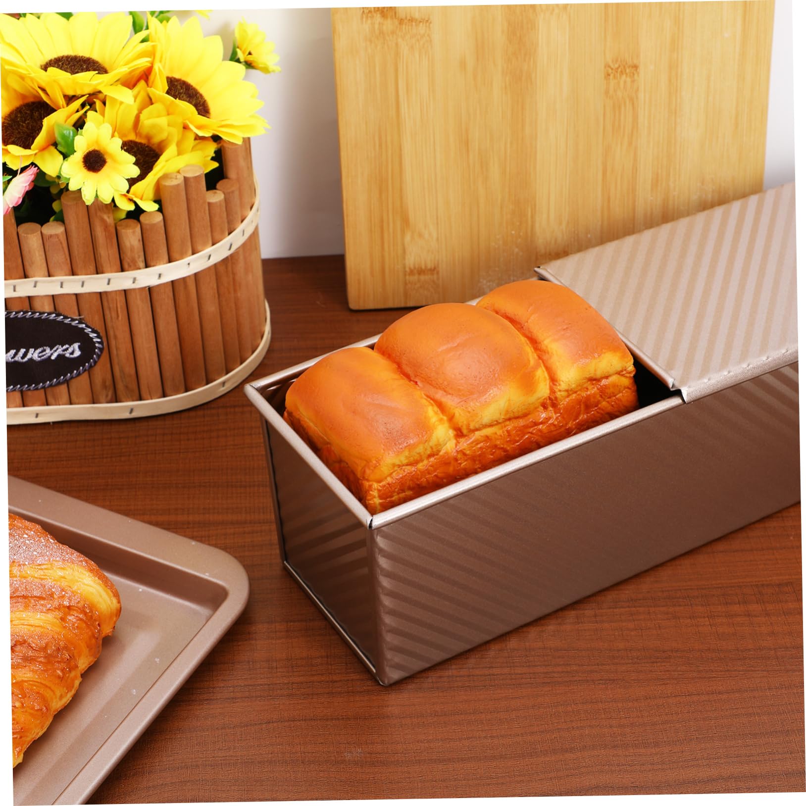 LIFKOME Metall-kastenform Mit Deckel Antihaftbeschichtet Brotbackform Toastform Längliche Kuchenform Rechteckige Kastenform Leicht Zu Lösende Backform Für Selbstgemachtes Brot Und Kuchen