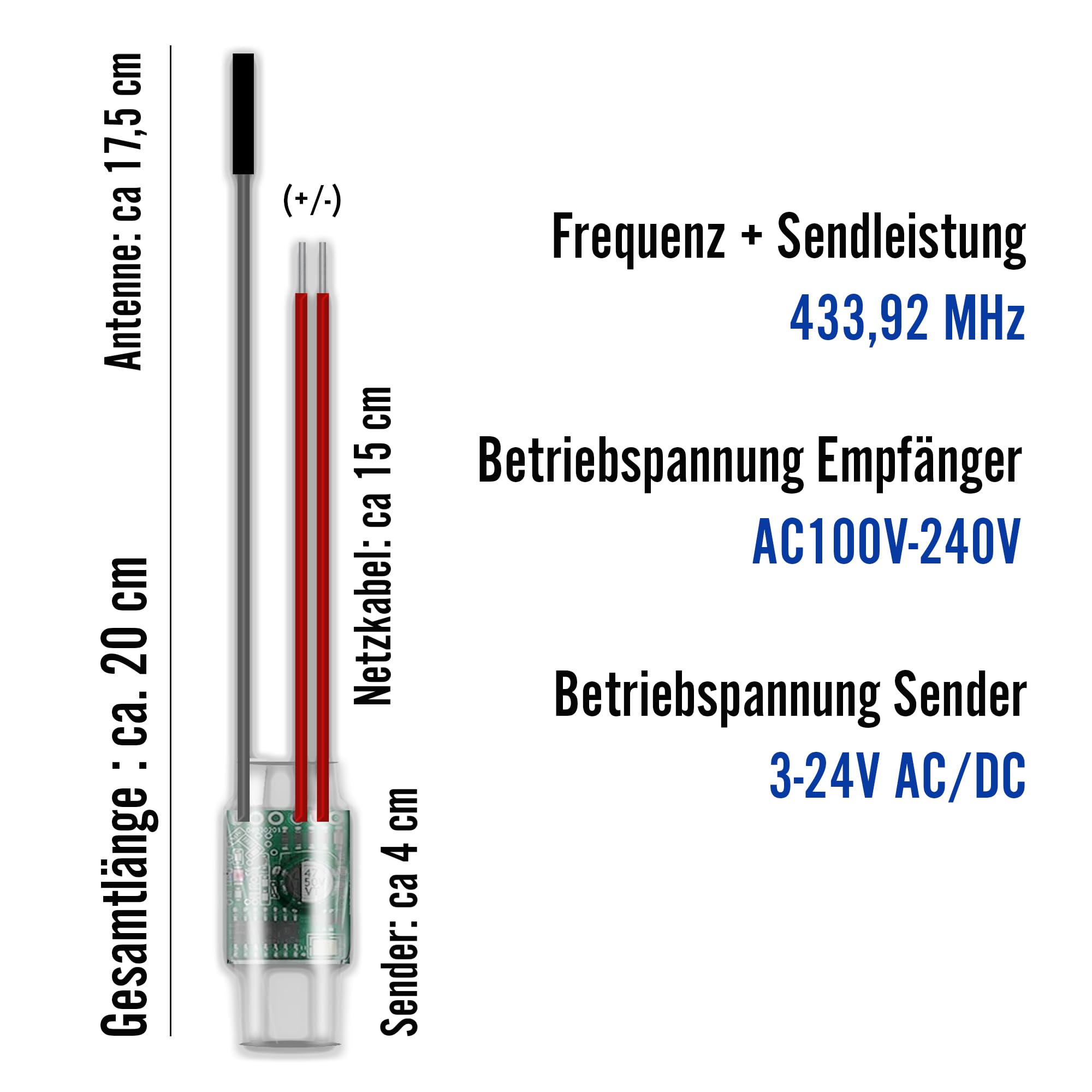 SUPRA Gongsignal Weiterleitung Funk Erweiterung Set Türklingel und Gong Weiterleitung 1 Funkkonverter + 1 Steckdosen Empfänger für bestehende Klingelanlagen (Einbausender 3-24V AC/DC)