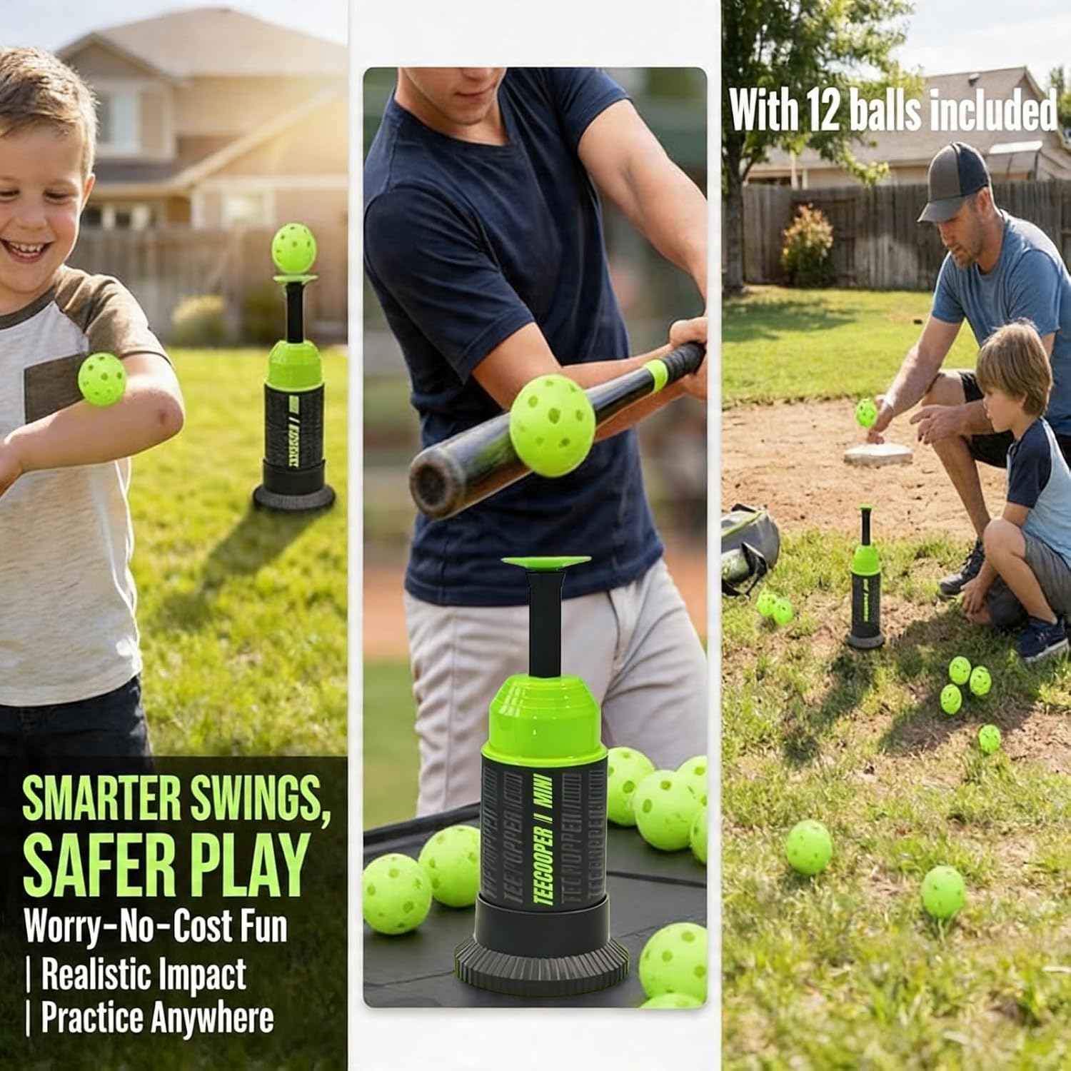 MINI Popper tee,Mini Batting Tee Without a Pitcher for Perfect Swings Baseball Training for Hitting Practicing (Mini Popper Balls 12 Pack Included)