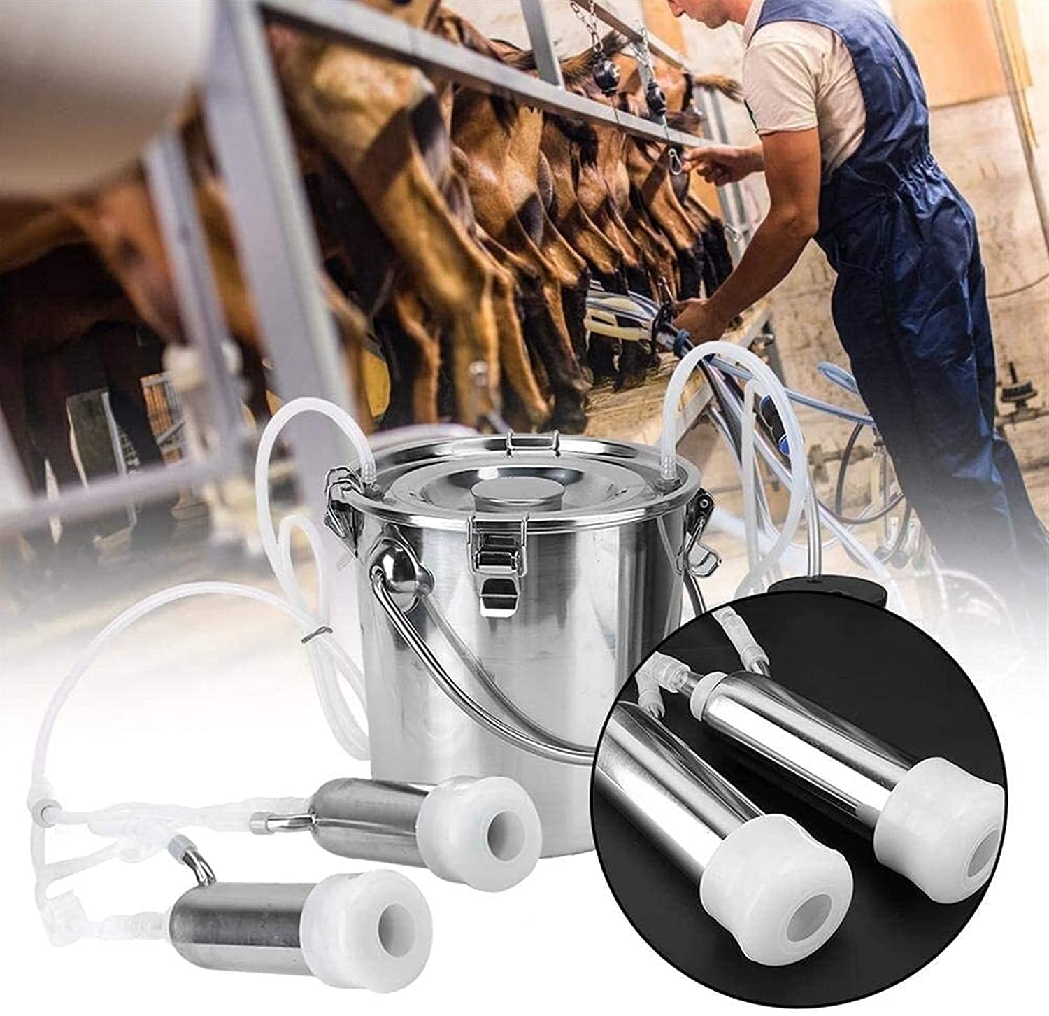 Mungitrice Elettrica Portatile Per Capre E Pecore - Kit Completo Con Secchio Da 5L, Tensione 100-240V - Foto 8