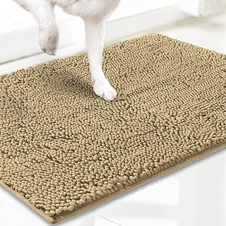 Muddy Mat® AS-SEEN-ON-TV Highly Absorbent Microfiber Door Mat and Pet Rug, Non Slip Thick Washable Area and Bath Mat Soft Chenille for Kitchen Bathroom Bedroom Indoor and Outdoor- Beige Medium 30"X19"