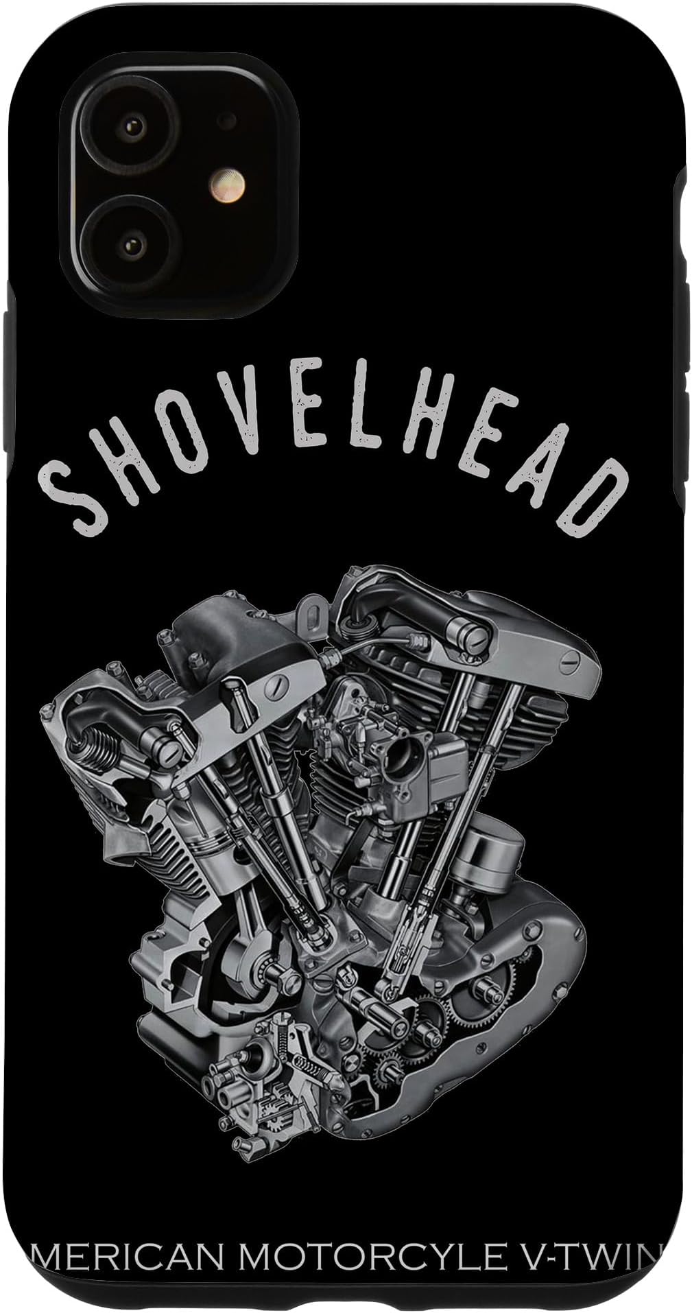 Vintage HD Motorcycle VTwin ShovelHead Motor Drawing Biker Case for iPhone 11