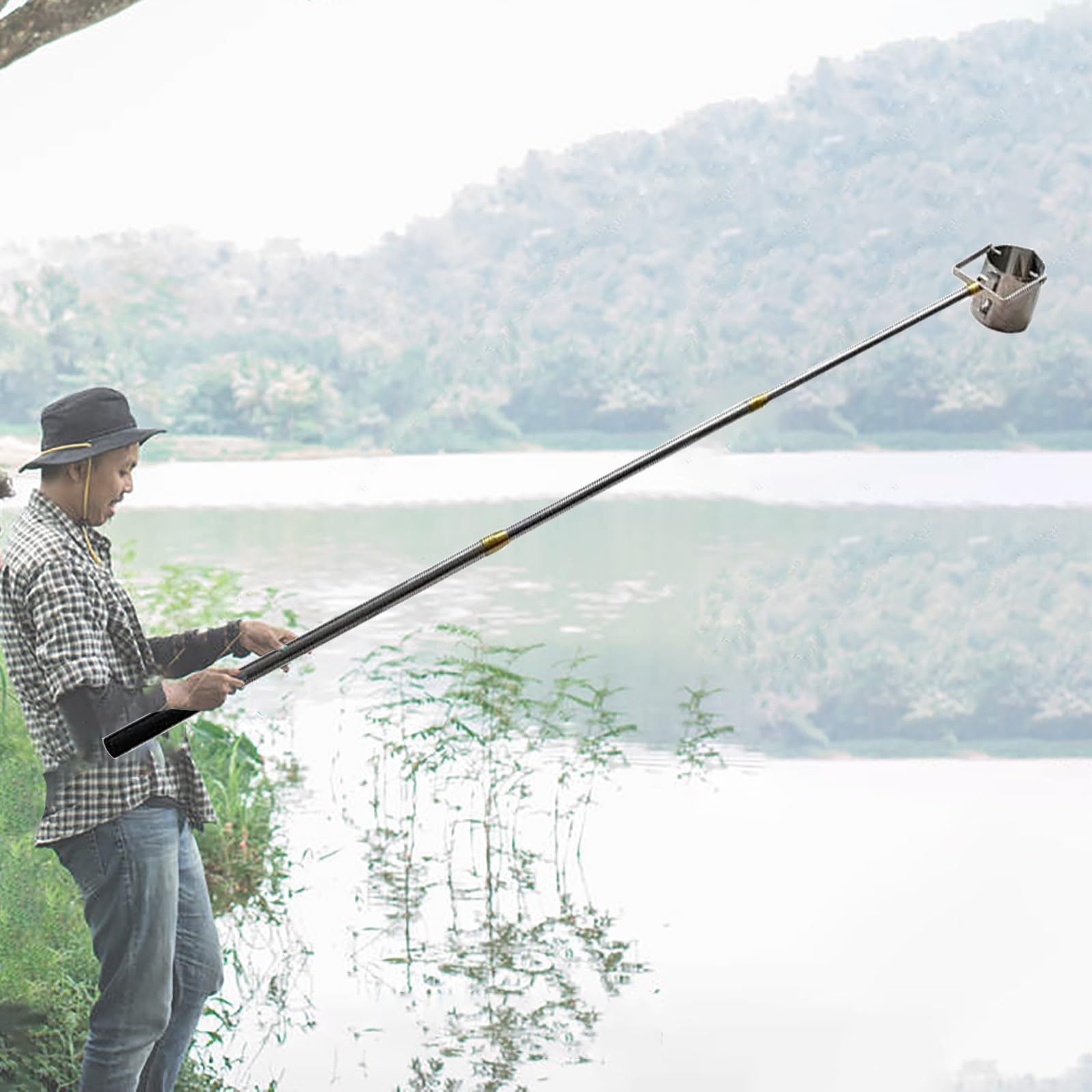 304 Stainless Steel Pendulum Beaker Sampler Ladle, Lightweight Portable Telescopic Extendable Ladle with Swivel Sampling Cup, Liquid Sampler Pole for Water Outlets, Rivers(1000ml Cup,Telescopic Range