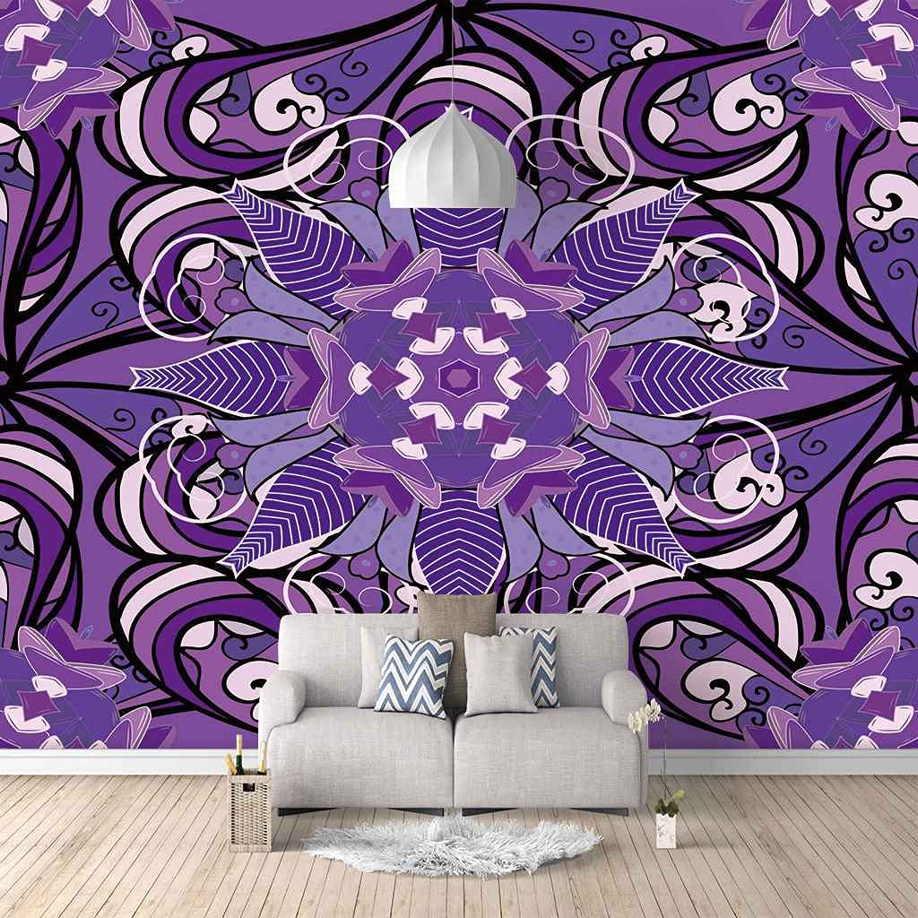 Poster géant mural 3D fleur violette déco salon couloir 200x140