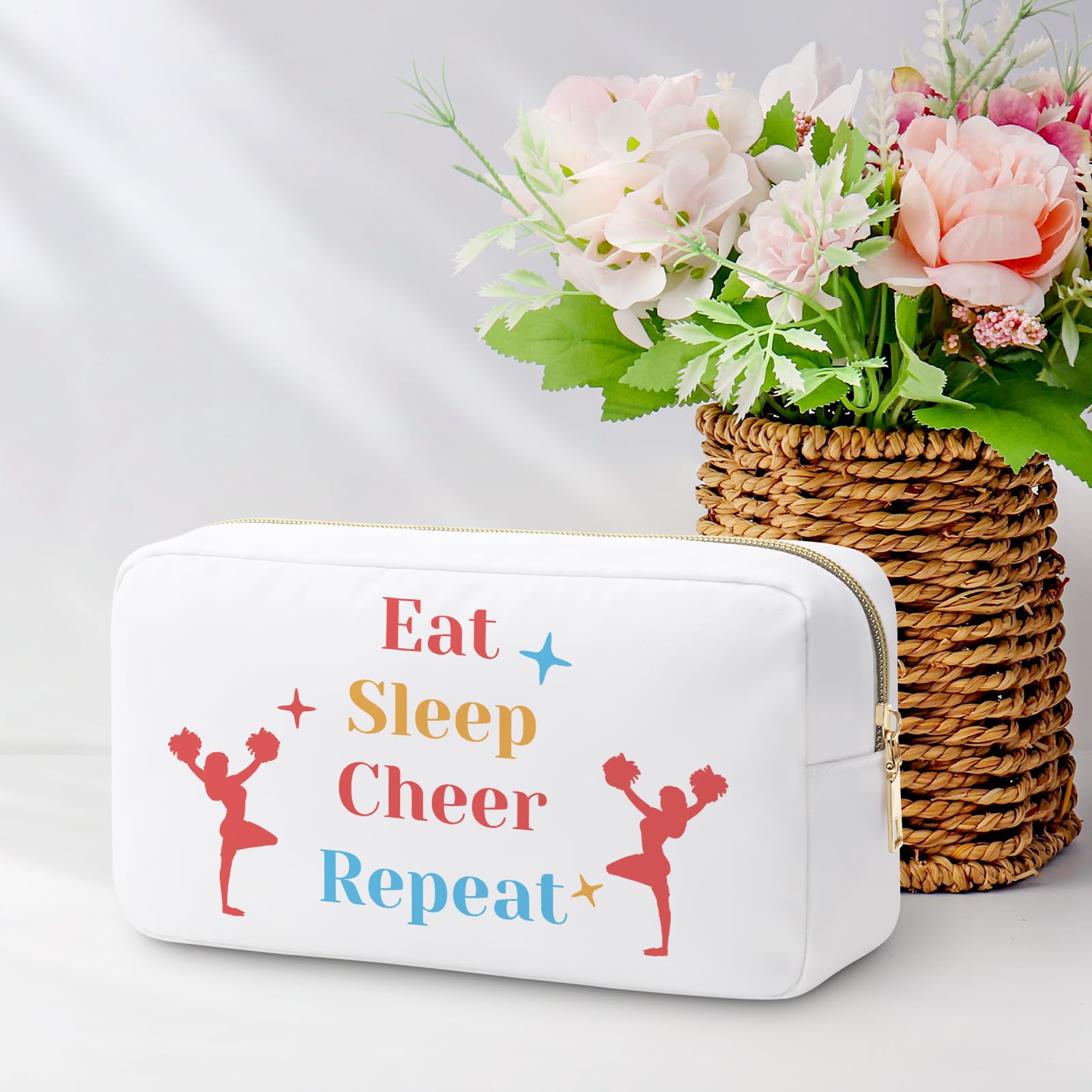 Cheer Gifts for Girls Cheerleading Makeup Bag Cheerleader Gifts Cheer Team Gifts Cosmetic Bag Cheerleading Gifts for Women Teammates Inspirational Gifts Cheerleader Toiletry Accessories Travel Pouch - Image 3