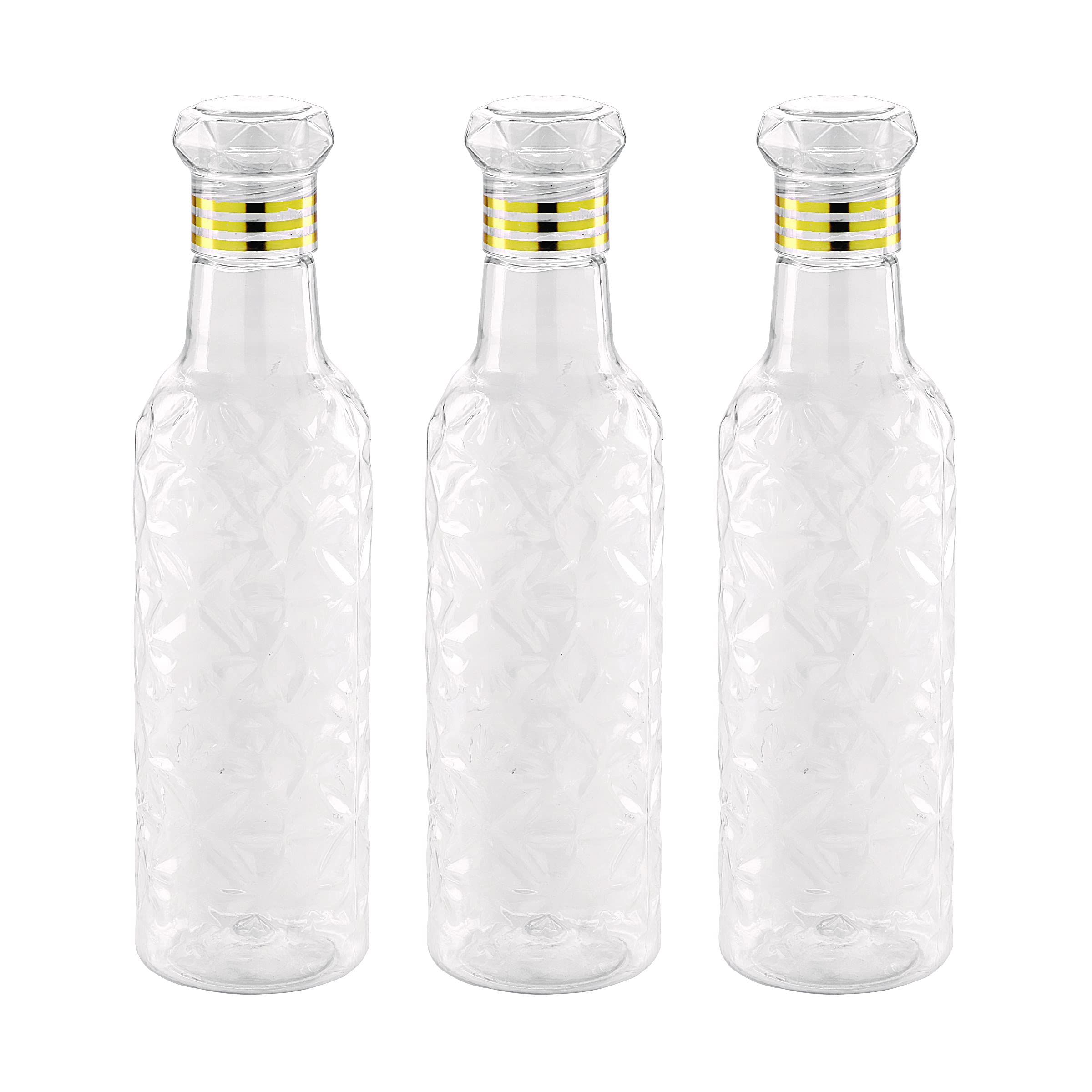 Attro Iceberg Unbreakable PET Fridge Water Bottle,Set of 3,1000 ml,Clear