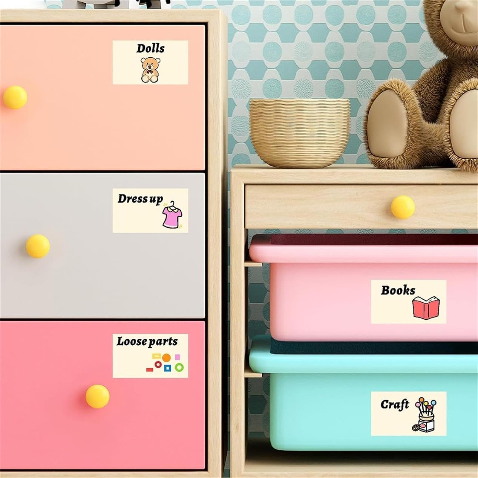 MOSITU Toy Storage Labels 26 Pcs 2 Sheets Removable Stickers for Bins Containers Toy Boxes Playroom Organisation for Kids Room Nursery Classroom - Image 4