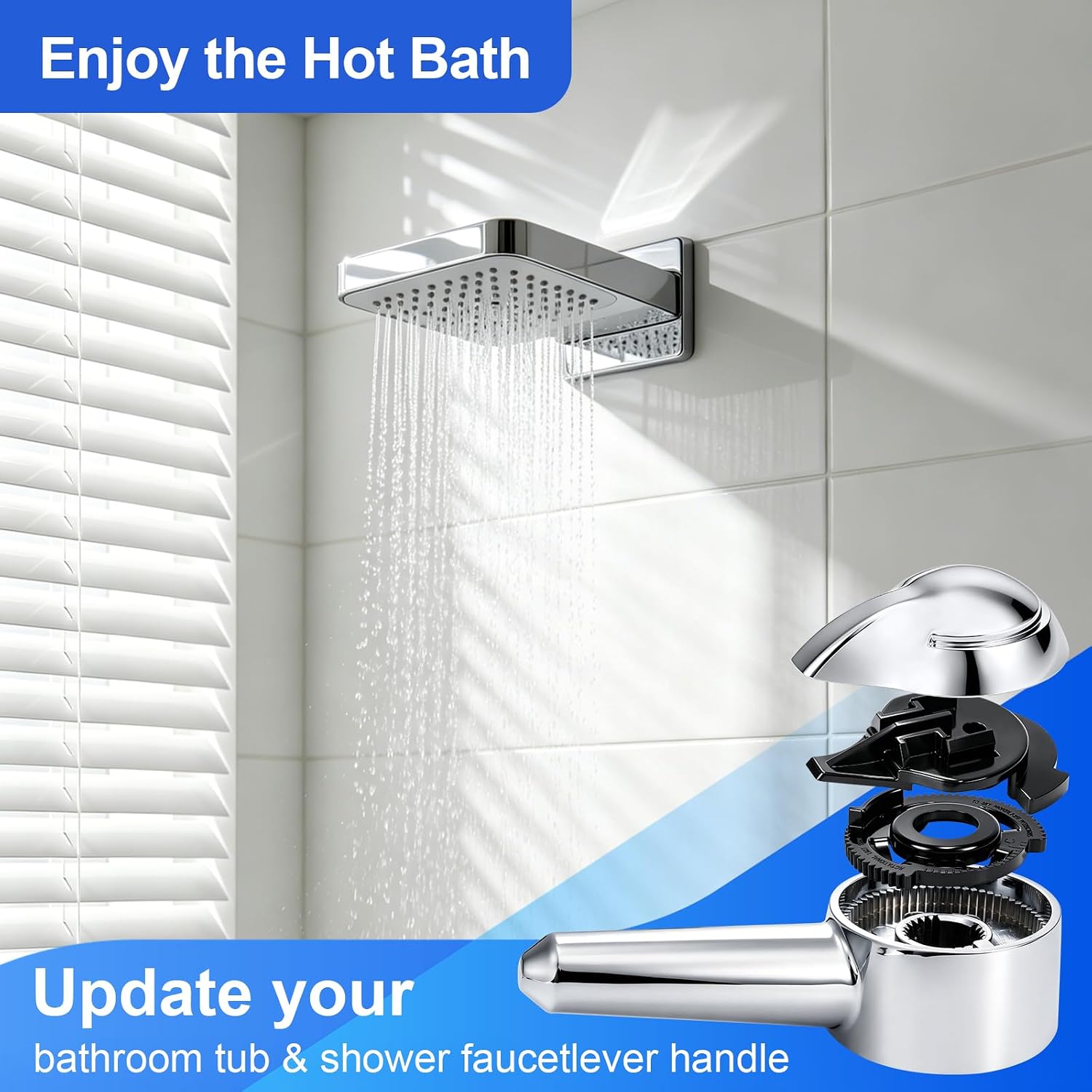 Lever Shower Handle Replacement for 10424, Single Shower Faucet Handle | Compatible with Delta Series 1700 Monitor Tub and Shower Faucets, Easy DIY Repair, Zinc Alloy (1 Pack, Chrome)