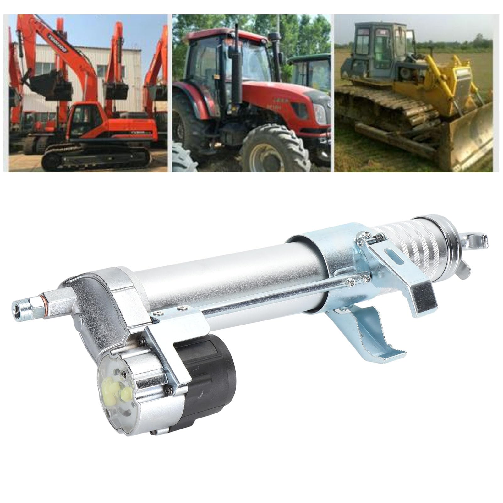 flexman Professionelle Dual Mode Fettpresse mit Pistolengriff, Geteilter Fettpressenkopf mit 600 Cc 12.000 PSI, Hochleistungs Adapter Befestigungsset für Bohrmaschine Fettpresse