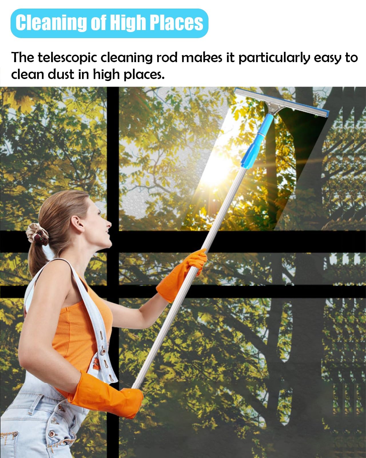 Limpiacristales Limpiador de Ventanas Limpiador De Ventanas Ajustable De 12, 8, 9, 5 Y 6 M Con Mango Largo, Kit De Escobilla De Goma Extensible Para Ventanas Altas De Interior Y Exterior, Techos Y Cen