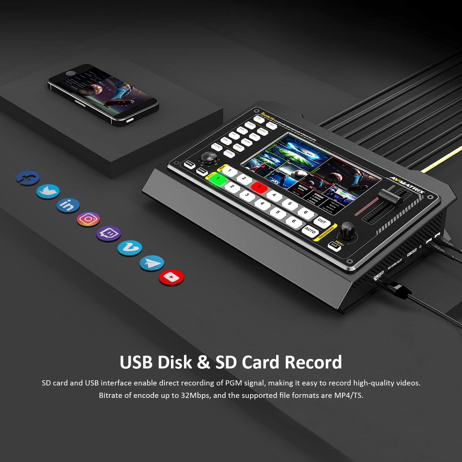 Amazon.com: AVMATRIX Shark S6 Camera Video Mixer Switcher with 5