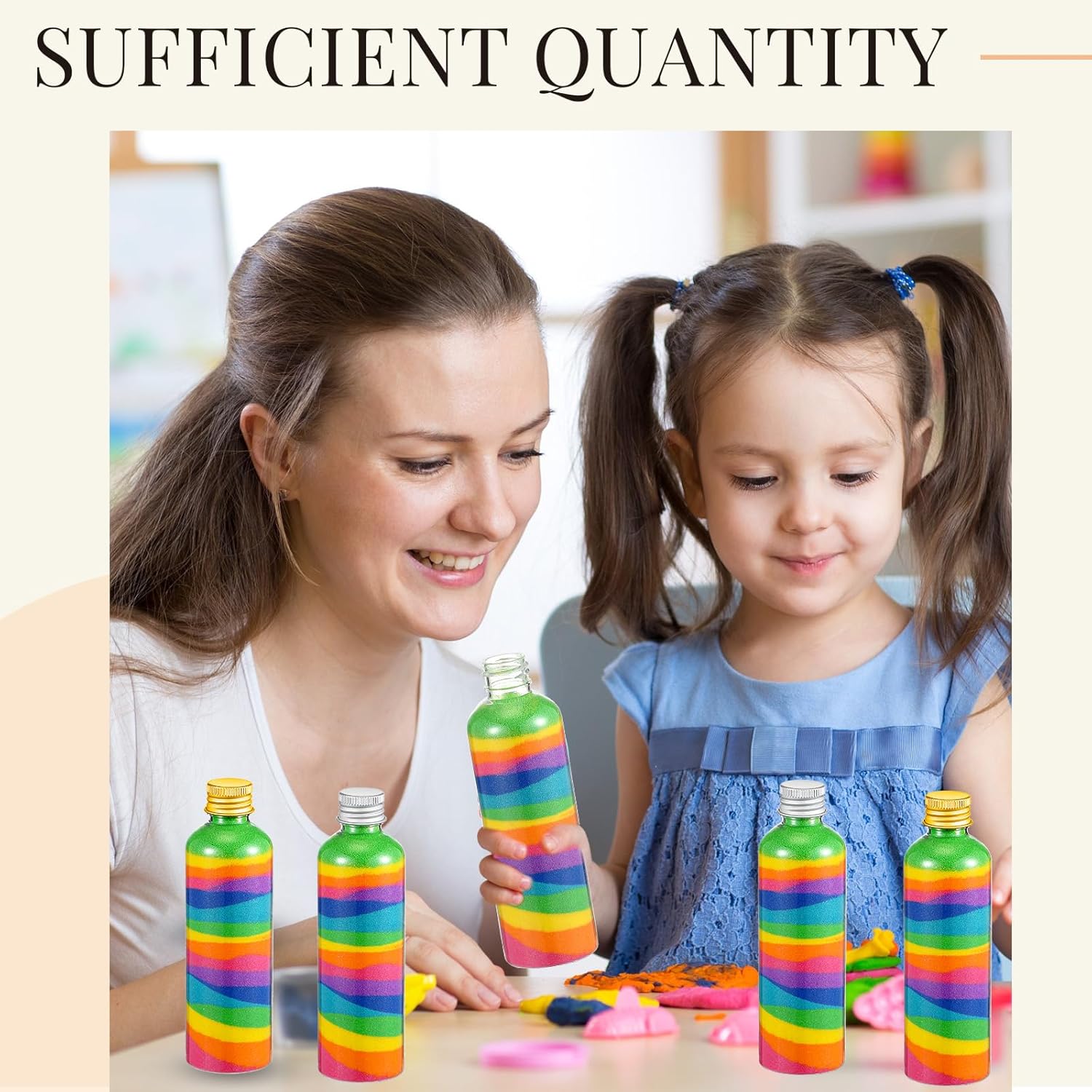 Tanlade 100 Pcs Sand Art Bottles with Caps 4oz Plastic Bottles for Sand Art with 20 Pcs Funnels Clear Containers for Sand Art Craft Collection Craft Party Wish and Message Bottle, Sand Not Included