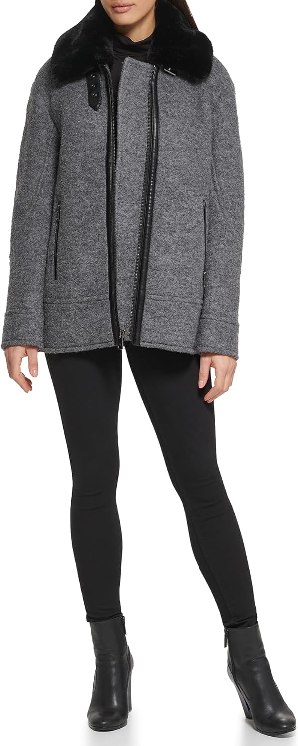 Kenneth Cole Women's Faux Fur Trim Jacket