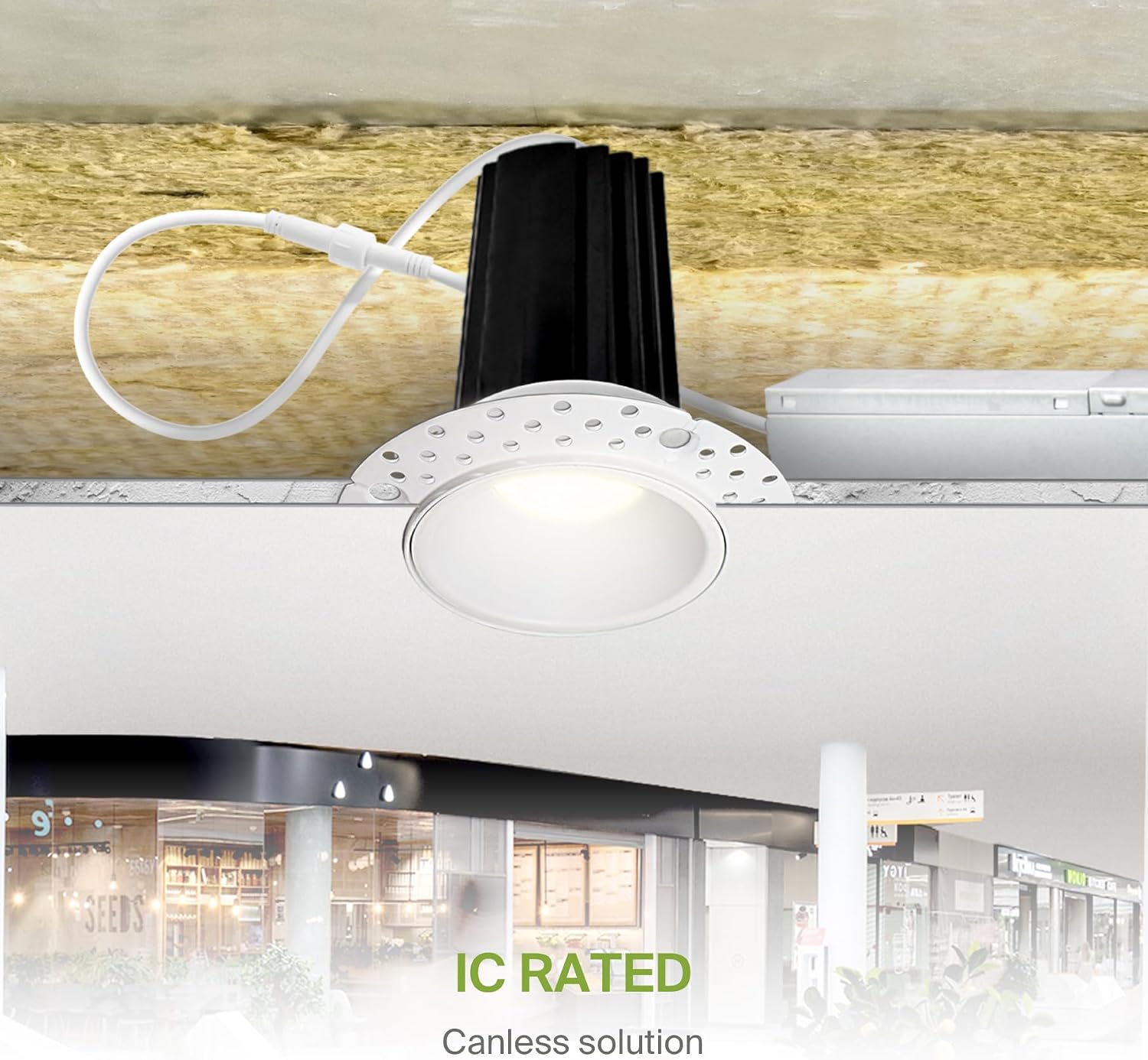 ASD Trimless 2 Inch LED Recessed Lighting, 15W 120-277V Commercial Downlight, Canless Dimmable Lights for Ceiling with J-Box, 5 CCT 2700K-5000K, CRI 90+, IC Rated, ETL, Energy Star, White