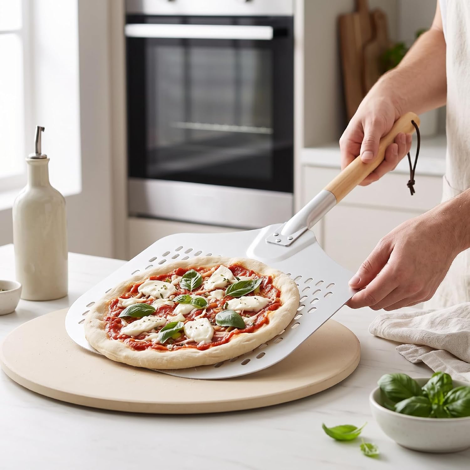 Fafeicy Pizza Peel 12 Inch Perforated Aluminum
