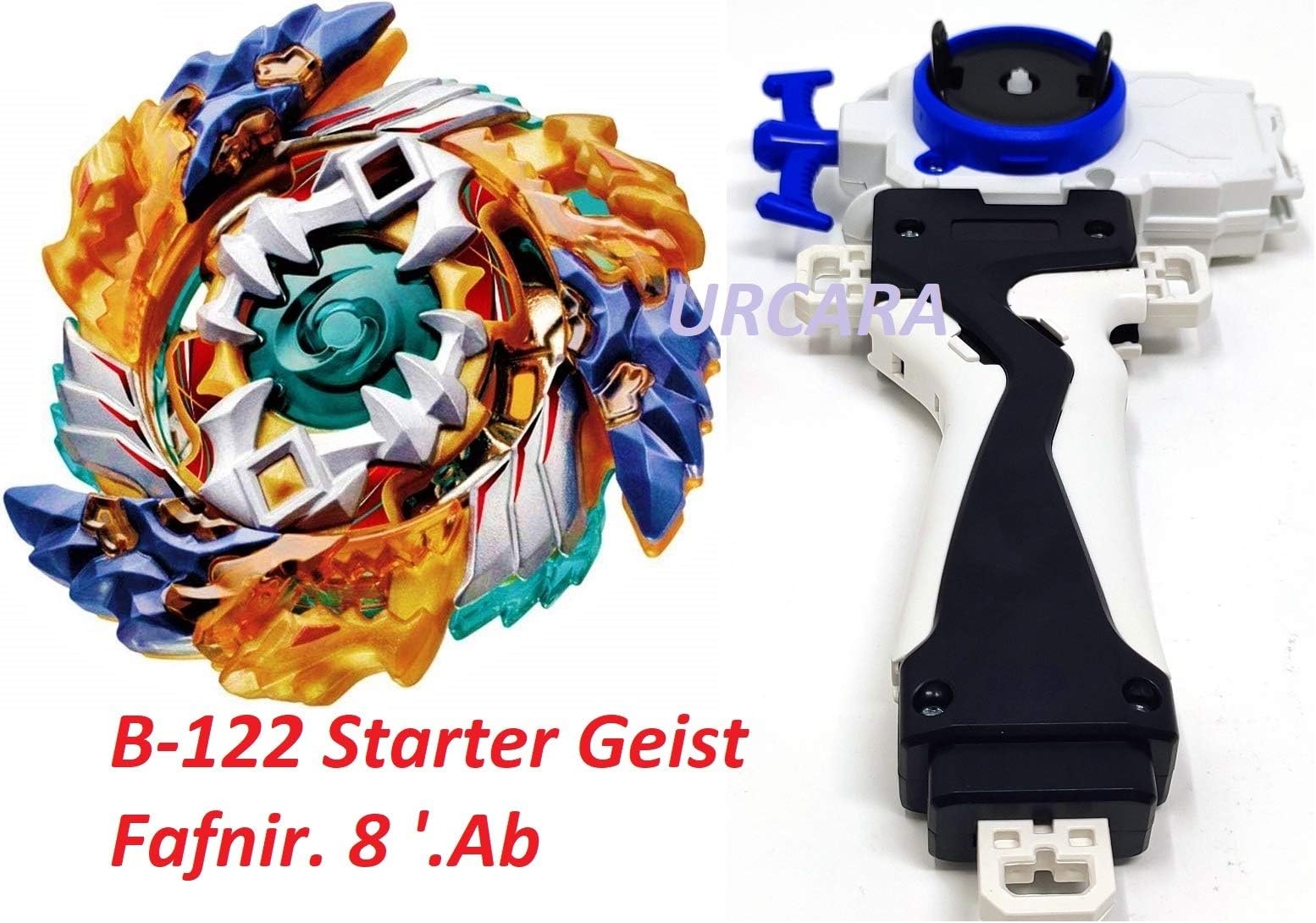 URCARA Bey Burst Cho-Z Layer System Bey Burst Turbo B-122 Starter Geist Fafnir. 8 '.Ab Stater Set with B-99 Bey String Launcher and Grip
