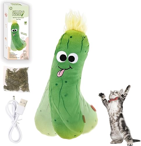 Gigwi Juguetes interactivos para gatos con hierba gatera, juguetes electrónicos de flotación activados por movimiento, juguetes para gatos en