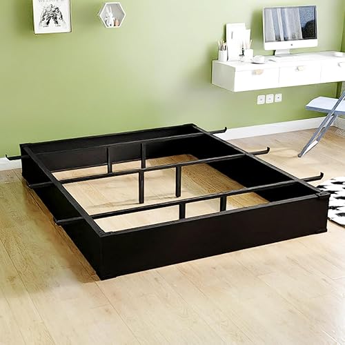 yoyomax Base de cama Queen con tapón deslizante para colchón, plataforma de metal resistente de 10 pulgadas con patas redondas y esquinas