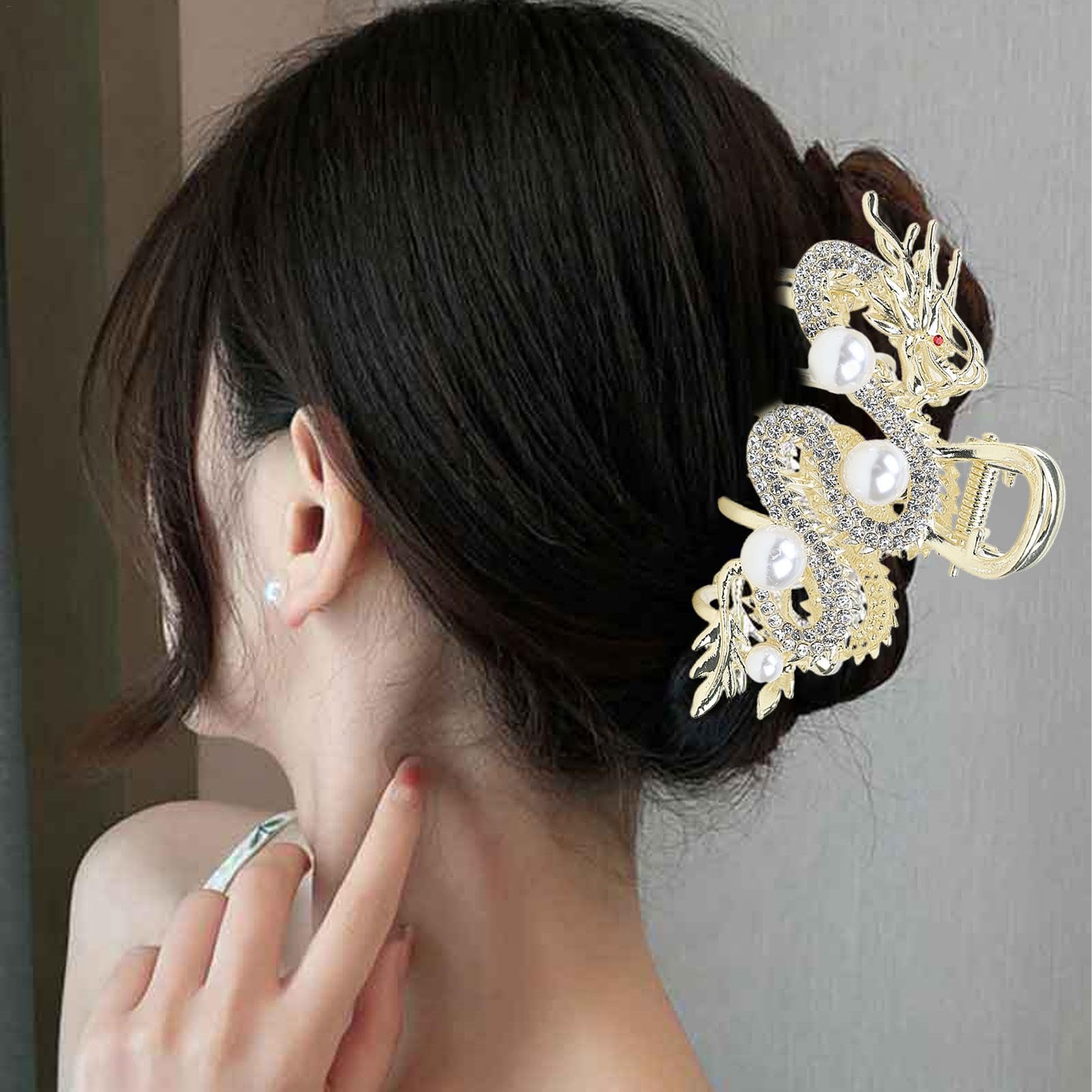 Chińskie spinki do włosów z motywem smoka, eleganckie metalowe zaciski do włosów, spinka do włosów z motywem smoka, spinka do włosów z perłą, smoki, spinka do włosów na urodziny