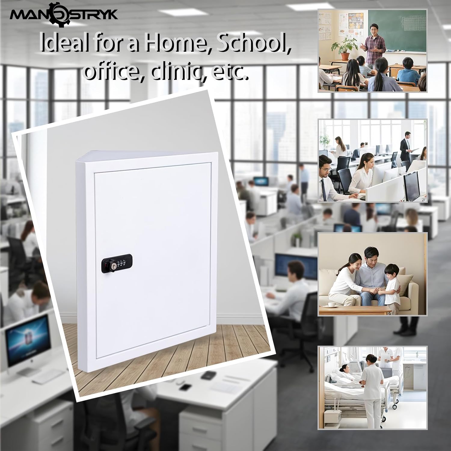 Wall Mount Medicine Cabinet,Locking Corner Cabinet with Code & Key Locks,First Aid Cabinet/Corner Storage CabinetAdjustable1/2/3 Shelves,Wall Mount Cash Box for Bathroom/Office/School/Home