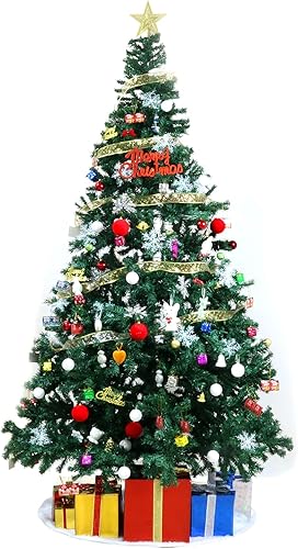Miniatura 9 de ptlsy Árbol de Navidad artificial de 6 pies con patas de metal sólido, 800 puntas de ramas y 100 adornos, perfecto para decoración de vacaciones en