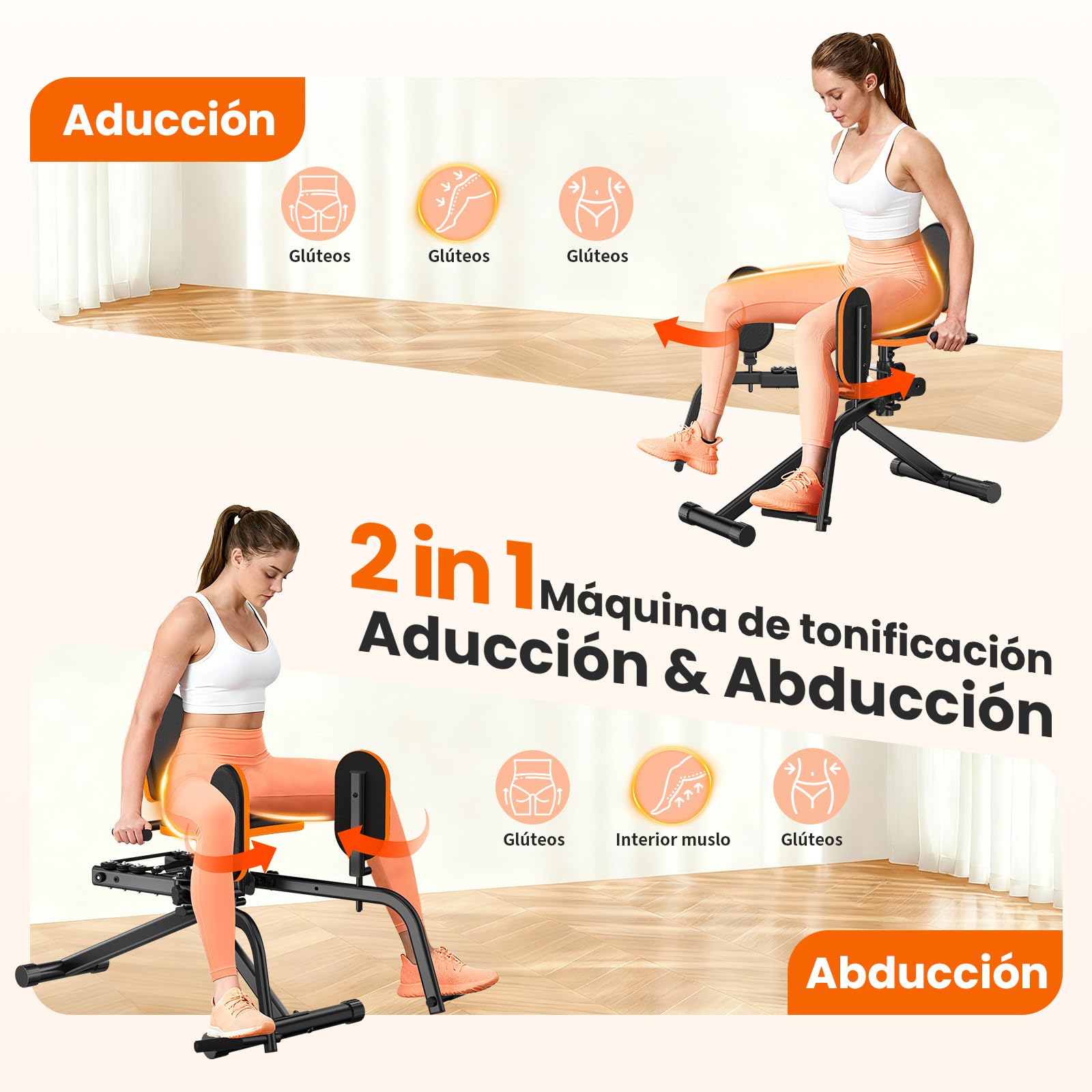 HXD-ERGO Máquina de Abductores y Muslos, Kegel Trainer para Hombres y Mujeres, Resistencia Ajustable, Fortalecedor de Glúteos, Caderas y Piernas, Compacto para Casa