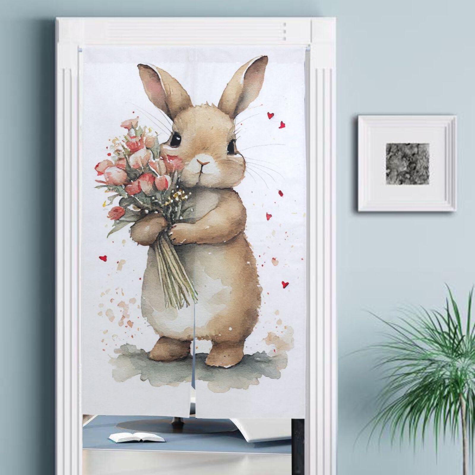 Amazon｜Chovvy のれん うさぎ 兎 ウサギ 花 可愛い 間仕切り